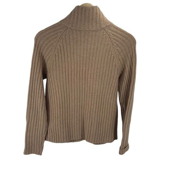 Lauren Ralph Lauren Women's Lambswool Sweater Mock Front Zip Tan Size Small - Picture 7 of 10